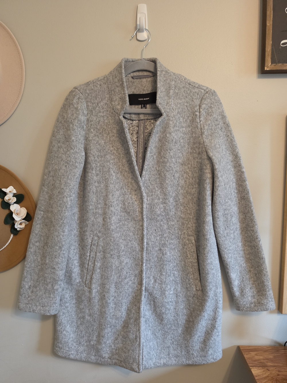 Vero Moda Women's Light Gray Wool-Blend Coat
